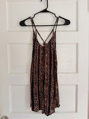 Amuse Society Black and Rust Patterned Mini Dress